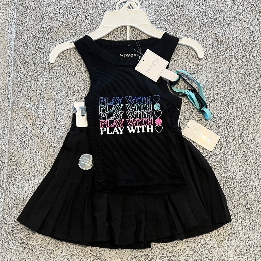 btween Active Kids 4 piece Matching Tank/Skort Set NWT Size 7